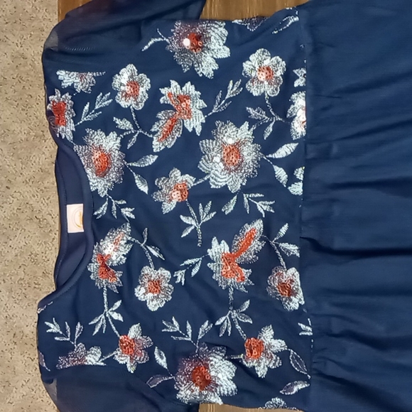 Wonder Nation Blue Flower Sequin Dress XL 14/16 - Picture 3 of 6